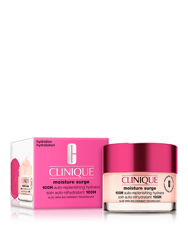 Great Skin, Great Cause Moisture Surge, De iconische hydraterende crème van Clinique, in een limited-edition design om het bewustzijn rond borstkanker te ondersteunen. Elke aankoop omvat een donatie van €10 aan de Breast Cancer Research Foundation