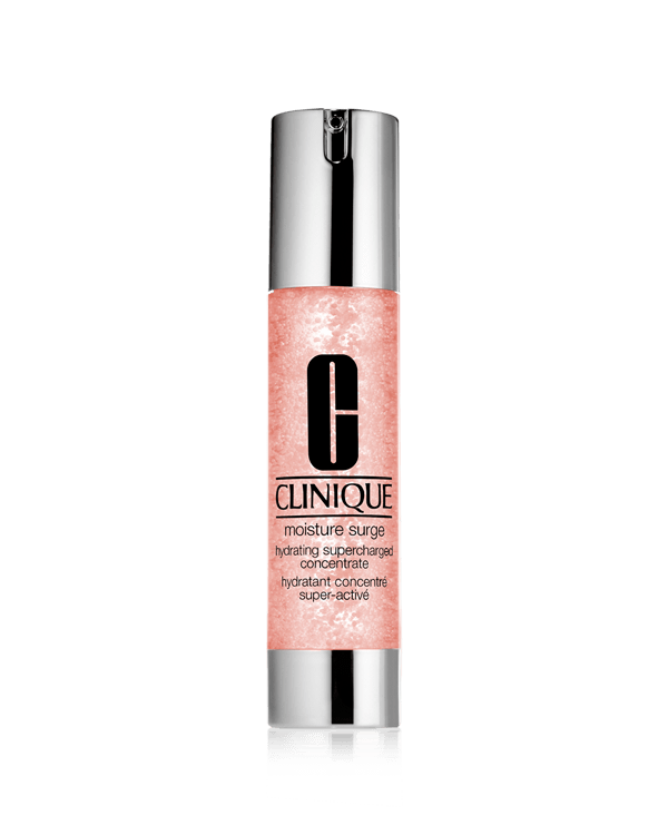 Moisture Surge Hydrating Supercharged Concentrate, De watergel boordevol antioxidanten geeft de huid direct een intense vochtboost.